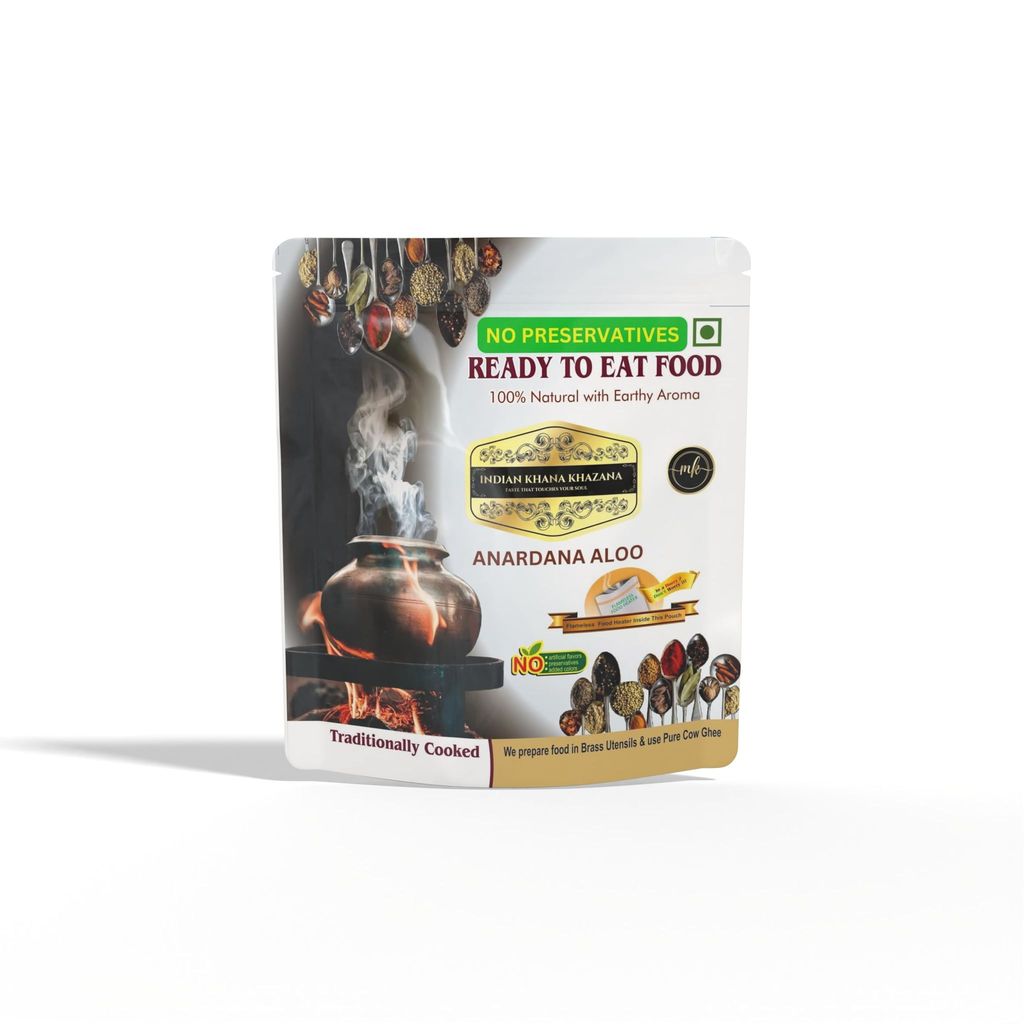 INDIAN KHANA KHAZANA Anar Dana Aaloo 202gm | No Added Preservative and Colours (Aaloo) Serve Hot Anytime Anywhere with our Flameless Food Heater inside the Pack.| ndian Tasty Flavour Ready to Eat Food