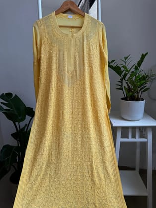 Viscose Kurti with Mukaish Work - Yellow-Yellow / Viscose / M