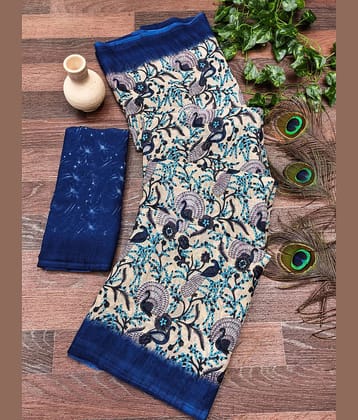 Kanooda Prints Georgette Printed Regular Saree With Unstitched Blouse Piece ( Maroon )