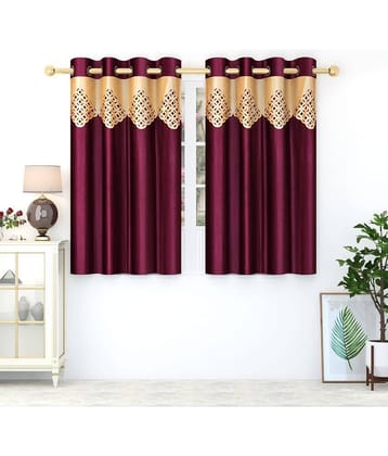 Homefab India Solid Blackout Eyelet Long Door Curtain 9ft (Pack of 2) - Wine