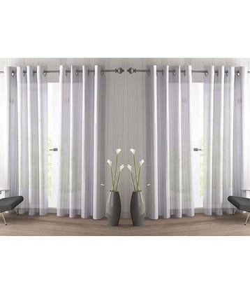 N2C Home Abstract Semi-Transparent Eyelet Curtain 5 ft ( Pack of 4 ) - White