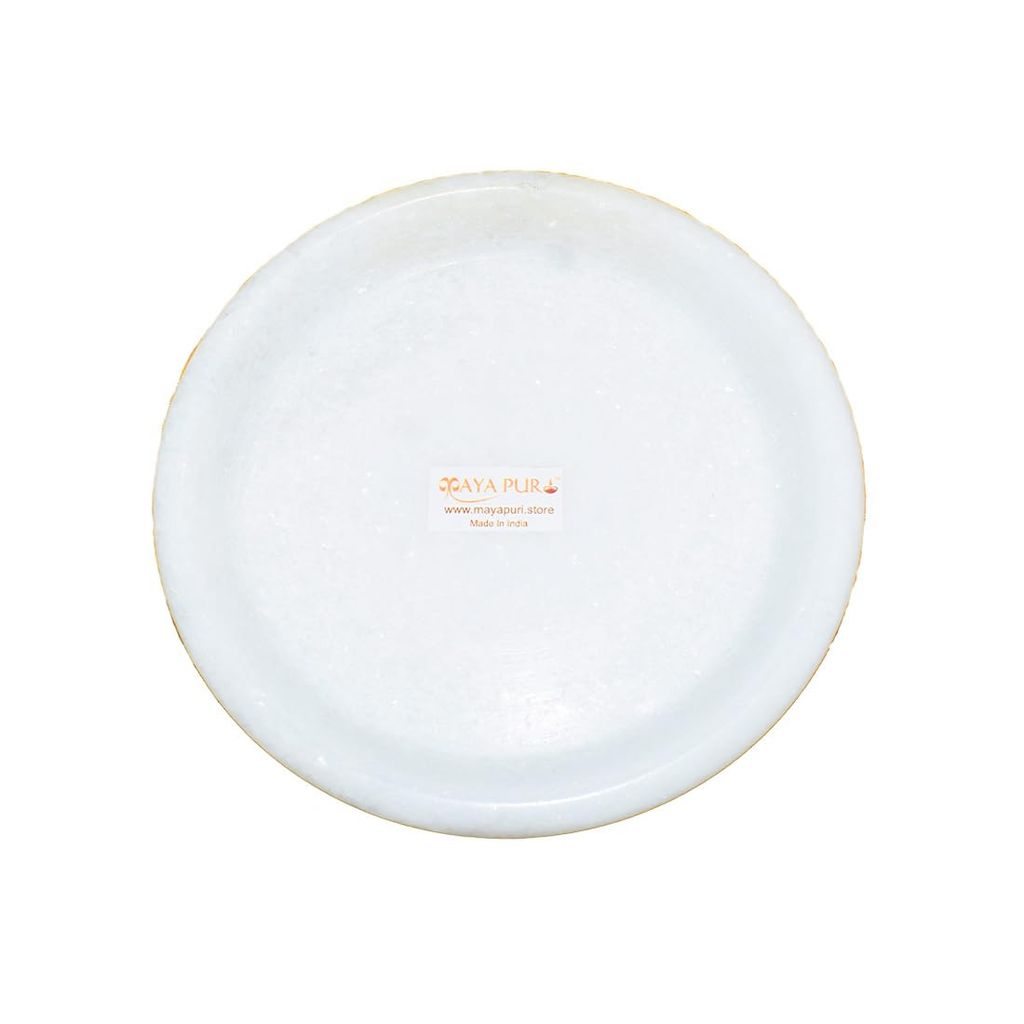 MAYAPURI White Marble Stone Abhishek Patra for Puja | Rock Puja Plate, Small Size: 4 inches - Pooja Needs | Buy online on ZillyBuy