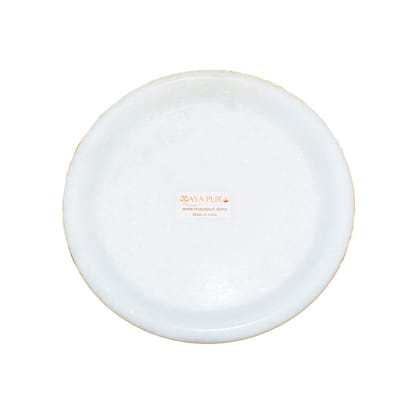 MAYAPURI White Marble Stone Abhishek Patra for Puja | Rock Puja Plate, Small Size: 4 inches