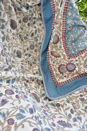 Royal Jaal Reversible Dohar: Hand-Blocked LuxuryDouble Bed