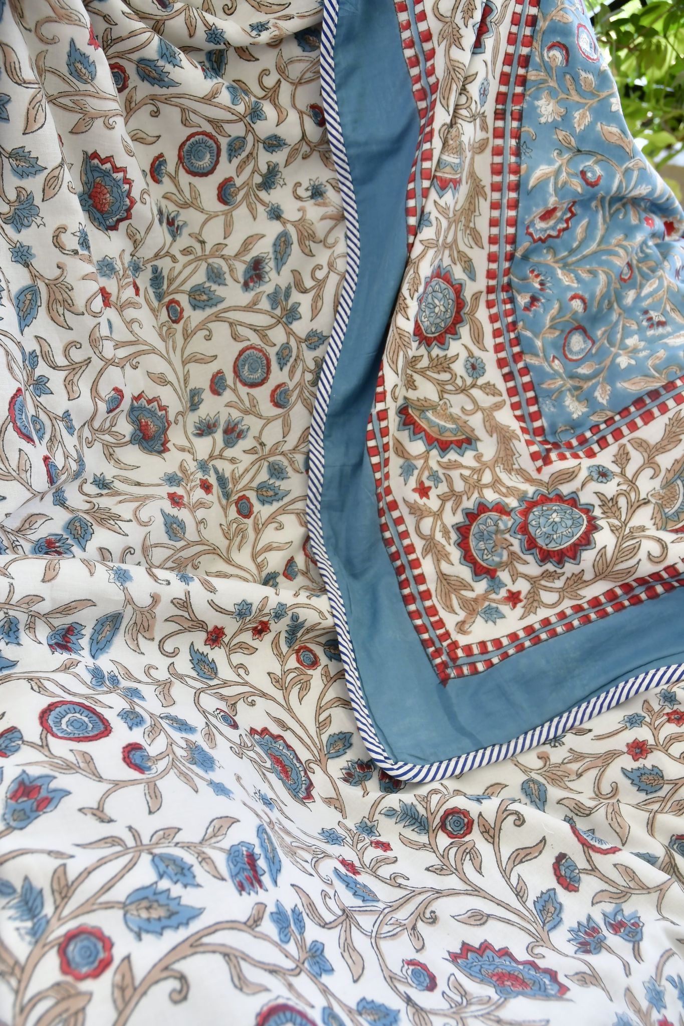 Royal Jaal Reversible Dohar: Hand-Blocked LuxuryDouble Bed