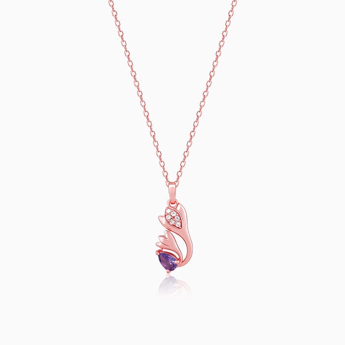 Rose Gold Exquisite Crocus Bloom Pendant with Link Chain