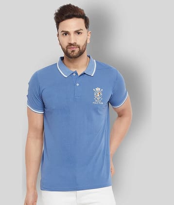 The Million Club Pack of 1 Cotton Blend Regular Fit Solid Half Sleeves Men's Polo T Shirt ( Blue )