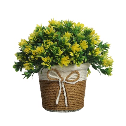 Foliyaj Artificial Plant with Yellow Leaves|Bonsai Tree|Artificial Flower|with Pot|Home Decor for Living Room Home Office Shop|House|Gift|Decoration