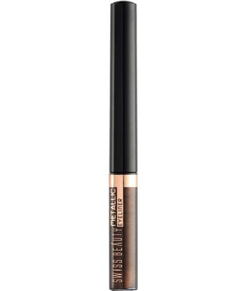 Swiss Beauty Metallic Liquid Eyeliner (Brown), 3.2ml