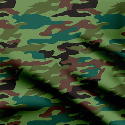 Green Camouflage Print Fabric-Cotton