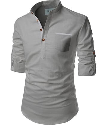 TrendiVastra Turquoise Cotton Blend Men's Shirt Style Kurta ( Pack of 1 )