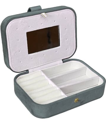 Jewellery Organiser PU Leather Zipper Portable Storage Box with Divider Container