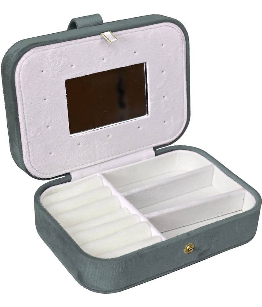Jewellery Organiser PU Leather Zipper Portable Storage Box with Divider Container