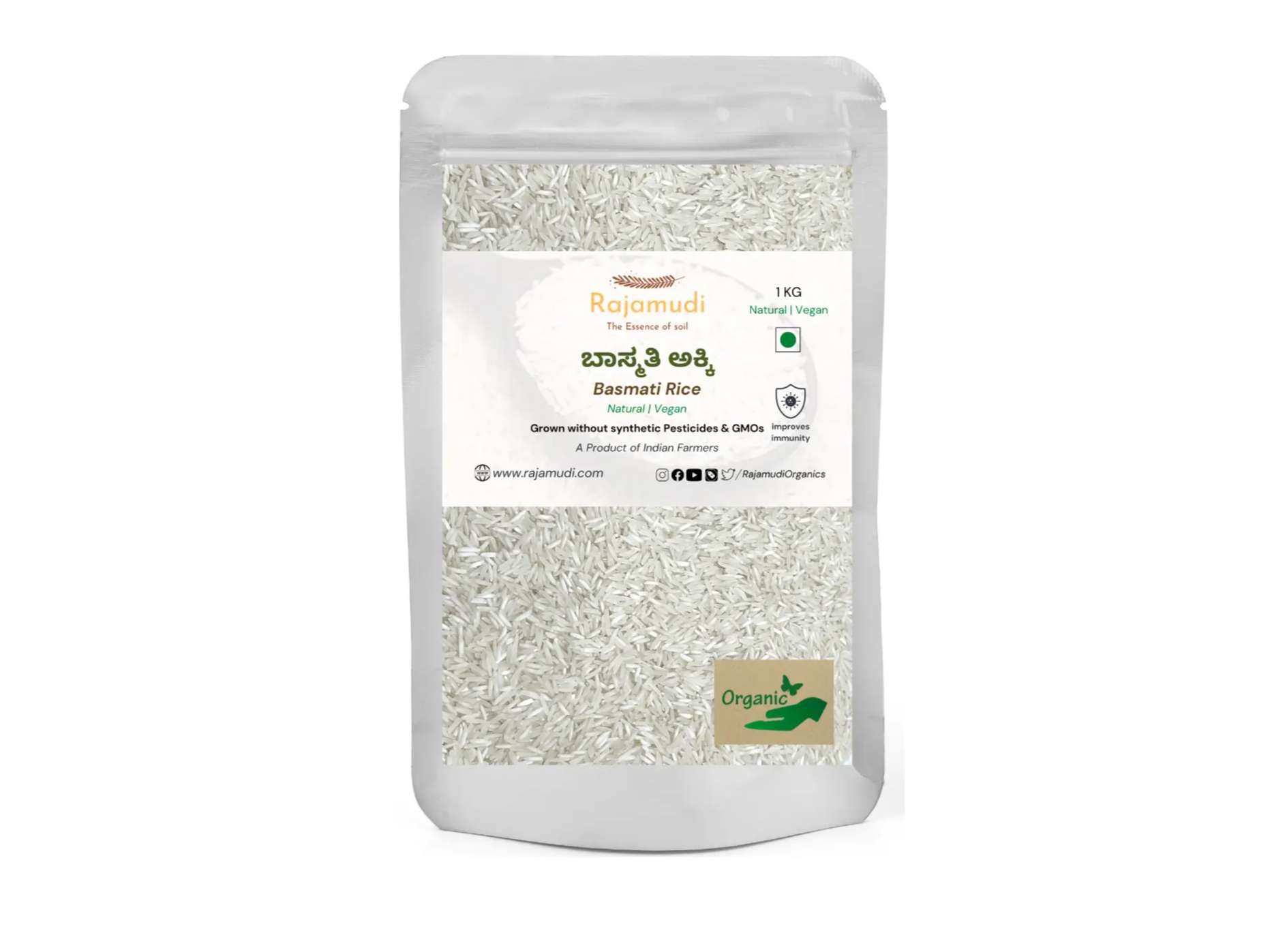 Rajamudi Organics Organic Traditional Basmati Rice - 1 Kilogram