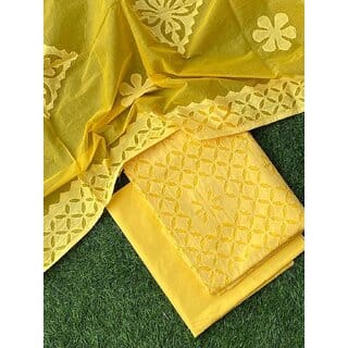 Applique Cotton Dress Material Suit Set