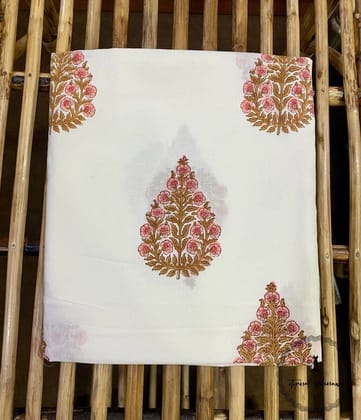 Elegant Unstitched Cotton Fabric for Kurtas-White
