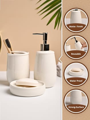 VON CASA 3Pcs White Ceramic Bathroom Set