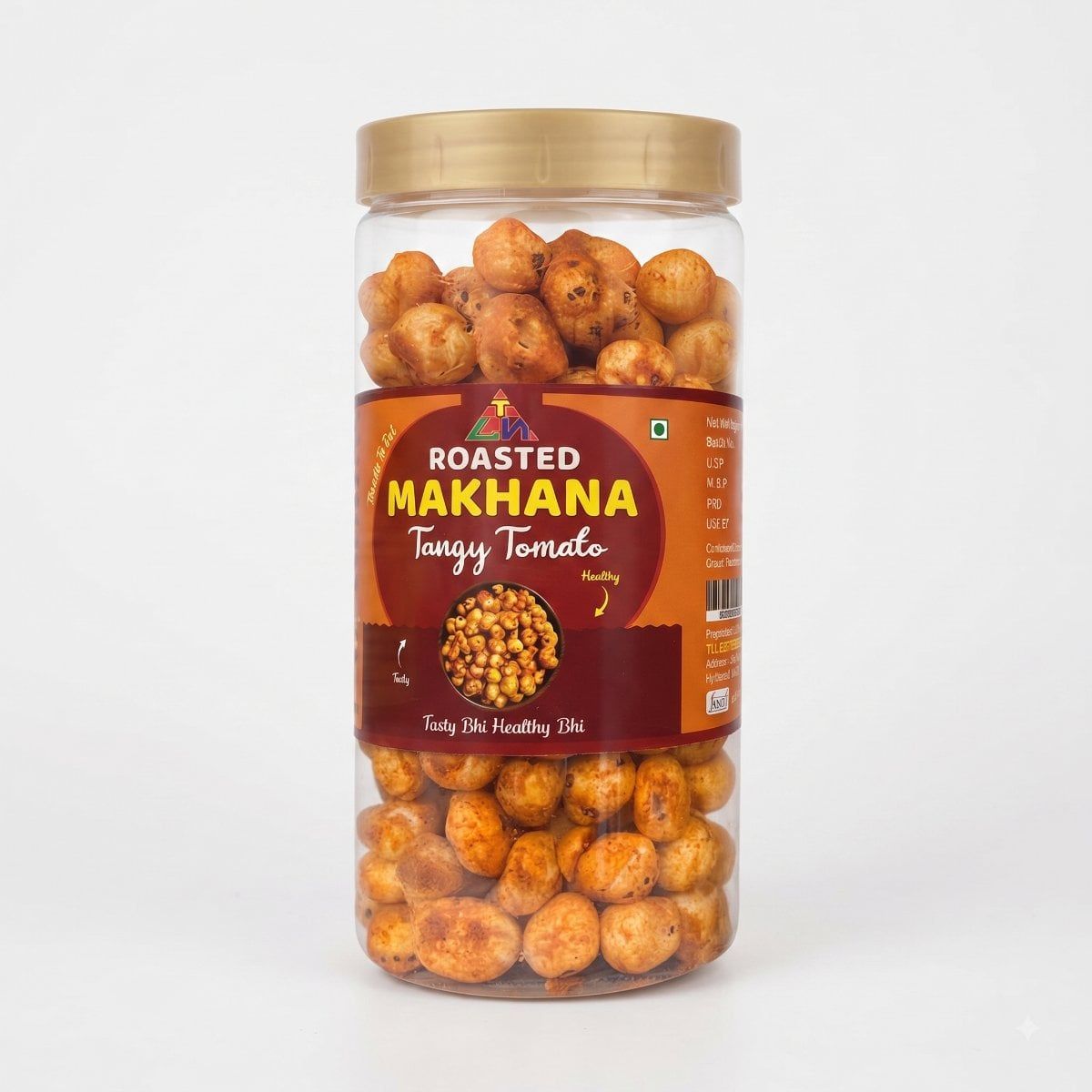 TLH Roasted Makhana Tangy Tomato (80g Jar) | Crunchy Snack | Healthy Munching