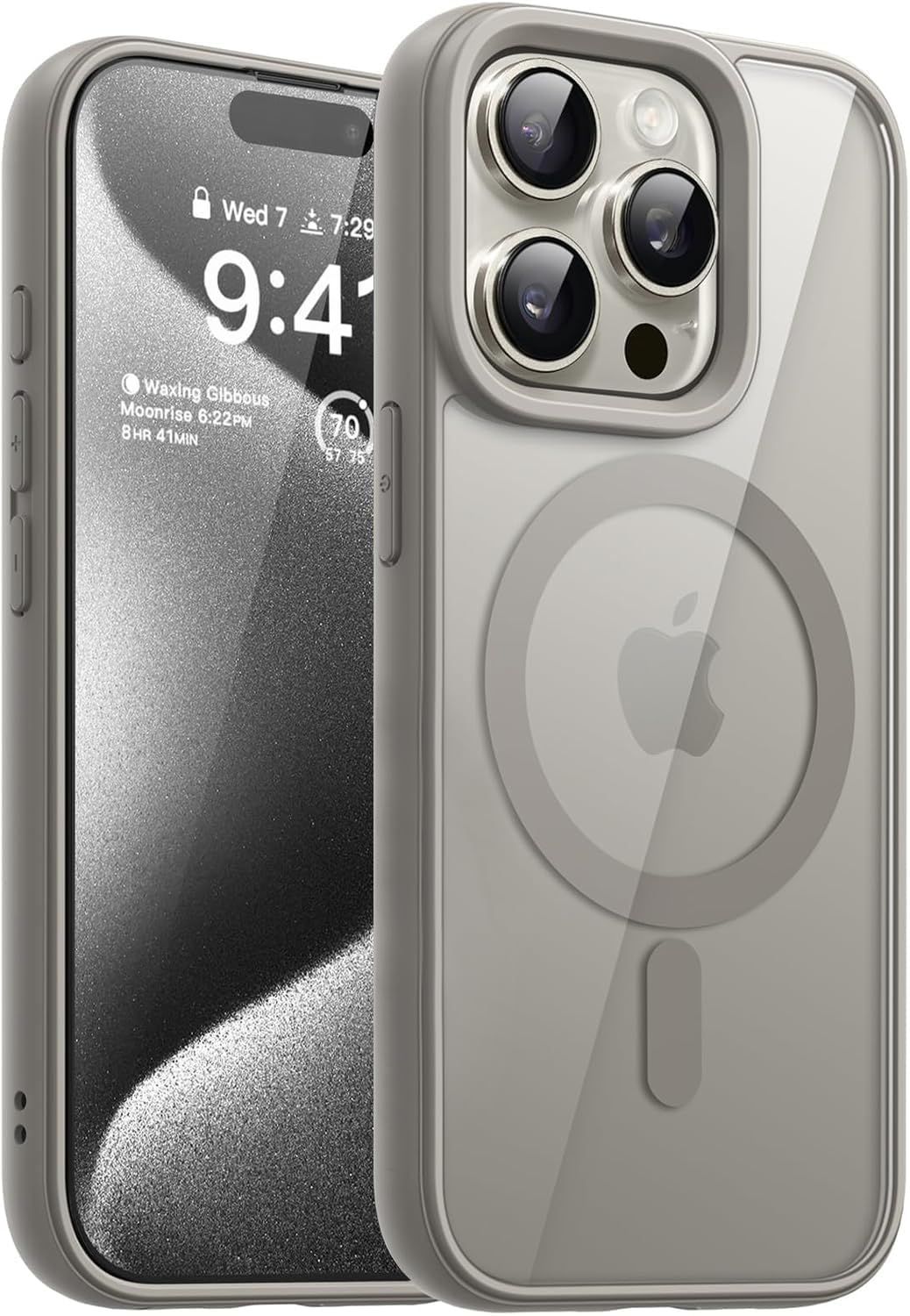 DIZORO Compatible iPhone 15 Pro Case with MagSafe, Non Yellow Military-Grade Drop Protection & Hard PC Back Cover Slim Transparent Anti-Scratch Shockproof Phone Case (Natural Titanium) DIZORO Compatible iPhone 15 Pro Case with MagSafe, Non Yellow Militar
