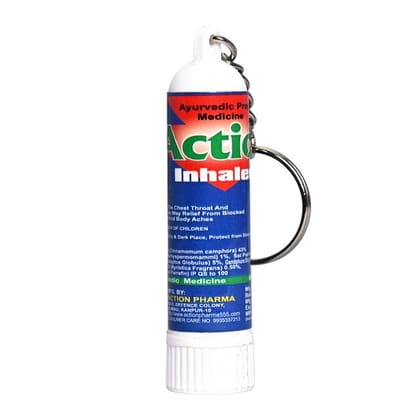 Action Pharma I Action Inhaler I Ayurvedic Proprietary Medicine I GMP Certified Company I Effective on the Chest Throat and Back for Three Way Relief from Blocked Nose, Cough and Body Aches I 0.5 ML