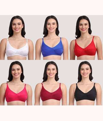 Kiran Enterprises Pack of 6 Cotton Blend Non Padded Women's Everyday Bra ( Multicolor )