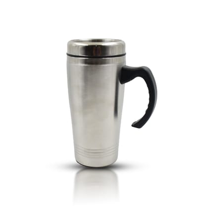 Stainless Steel Vacuum Glass Insulated Glass Coffee Cups, Tumbler (With Lid & Handle / 1 pc)