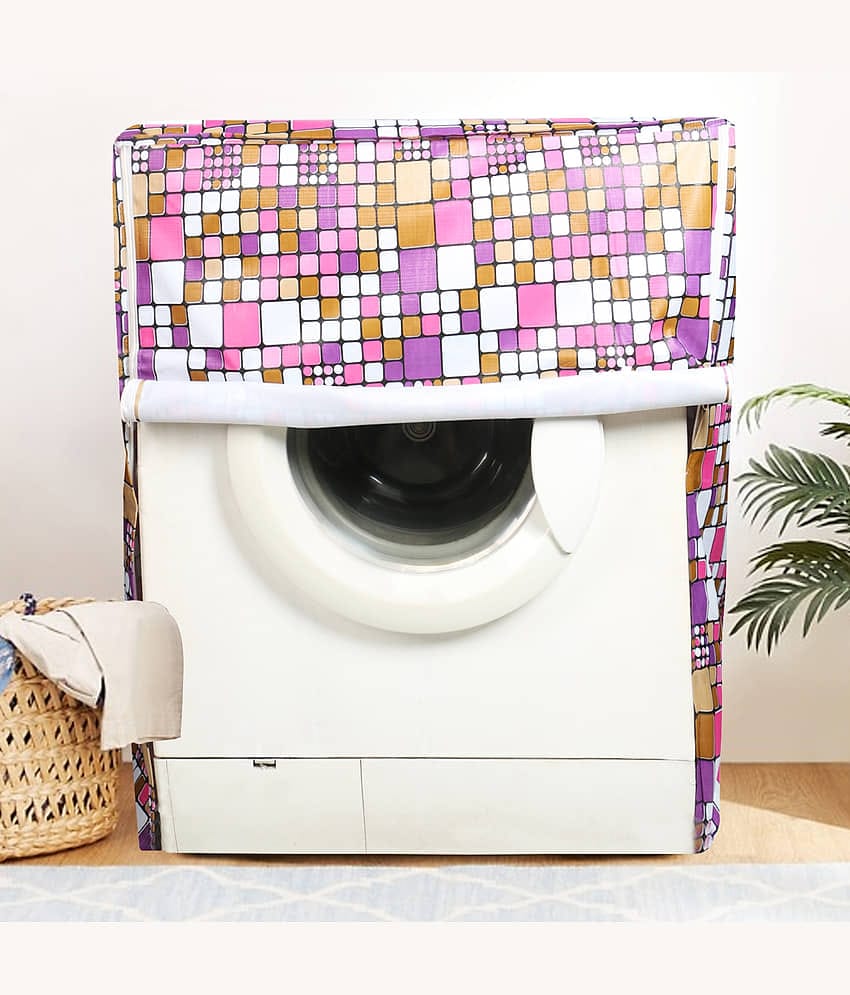 E-Retailer Single PVC Pink Washing Machine Cover for Universal 7 kg Front Load