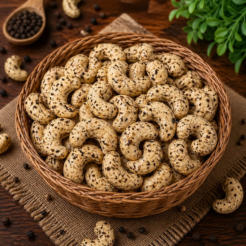 Pepper Cashew Nuts (250g) | Roasted & Lightly Coated with Black Pepper | Healthy Snack