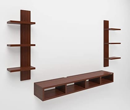 DAS Harries TV Entertainment Unit Stand Set TOP Box Stand with Shelves and Display Rack Classic Walnut Medium- Ideal for UP to 43 INCH Screen
