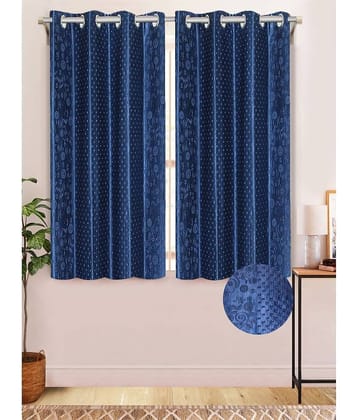 Home Candy Set of 2 Window Semi-Transparent Eyelet Polyester Blue Curtains ( 152 x 120 cm )