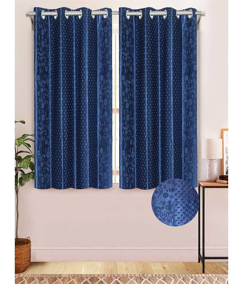 Home Candy Set of 2 Window Semi-Transparent Eyelet Polyester Blue Curtains ( 152 x 120 cm )