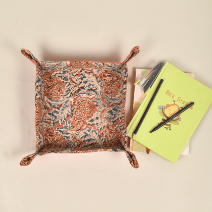 Pink Kalamkari Stationery Tray-Small