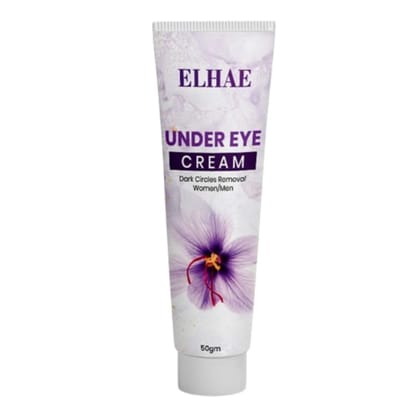 ELAHE Organic Under Eye Cream for Dark Circles - Saffron, Almond, Turmeric & Aloe Formula | Reduces Puffiness, Wrinkles & Brightens | Unisex, 50g Tube