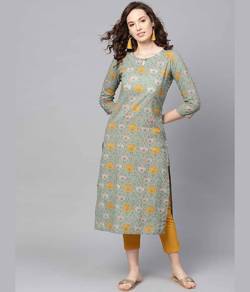 Vaamsi Rayon Printed Straight Women's Kurti - Green ( Pack of 1 )