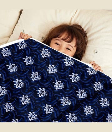 DIVINE CASA Microfiber Abstract Single Size Comforter ( 135 x 100 cm ) - Navy Blue ( Pack of 1 )