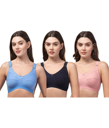 Funahme Pack of 3 Cotton Non Padded T-Shirt Bra For Women ( Multicolor15 )