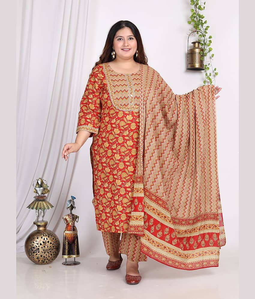 Swasti Cotton Printed Straight Women's Kurti - Orange ( Pack of 1 )