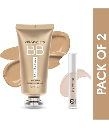 Colors Queen BB Liquid Foundation with Primer 60ml, Natural Almonds with Color Corrector