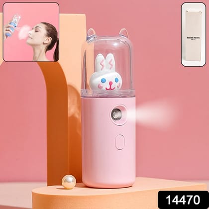 Portable Mini Facial Steamer – USB Rechargeable Nano Mist Sprayer with Cute Cartoon Design