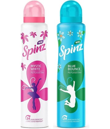Spinz - 1 BLUE BOUNCE & 1 MYSTIC DEODORANT Deodorant Spray for Unisex 300 ml ( Pack of 2 )