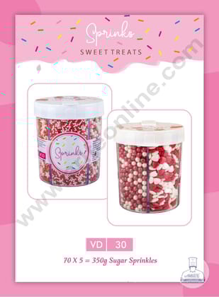 CAKE DECOR™ 5 in 1 Jar Valentine's Theme Sprinkle Sugar Candy ( VD-30 )