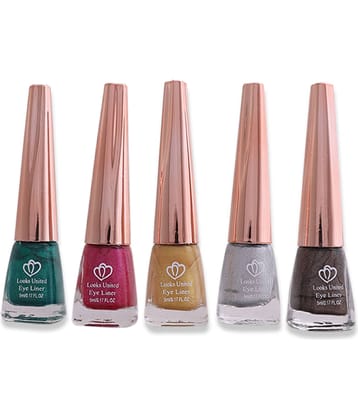 Looks United - Brown Metalic Eye Liner Liquid ( Pack of 5 )