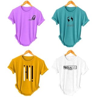 (Pack Of 4) Fashlook Printed T-Shirts for Men - Stylish & Comfortable Casual Wear (Multicolor)