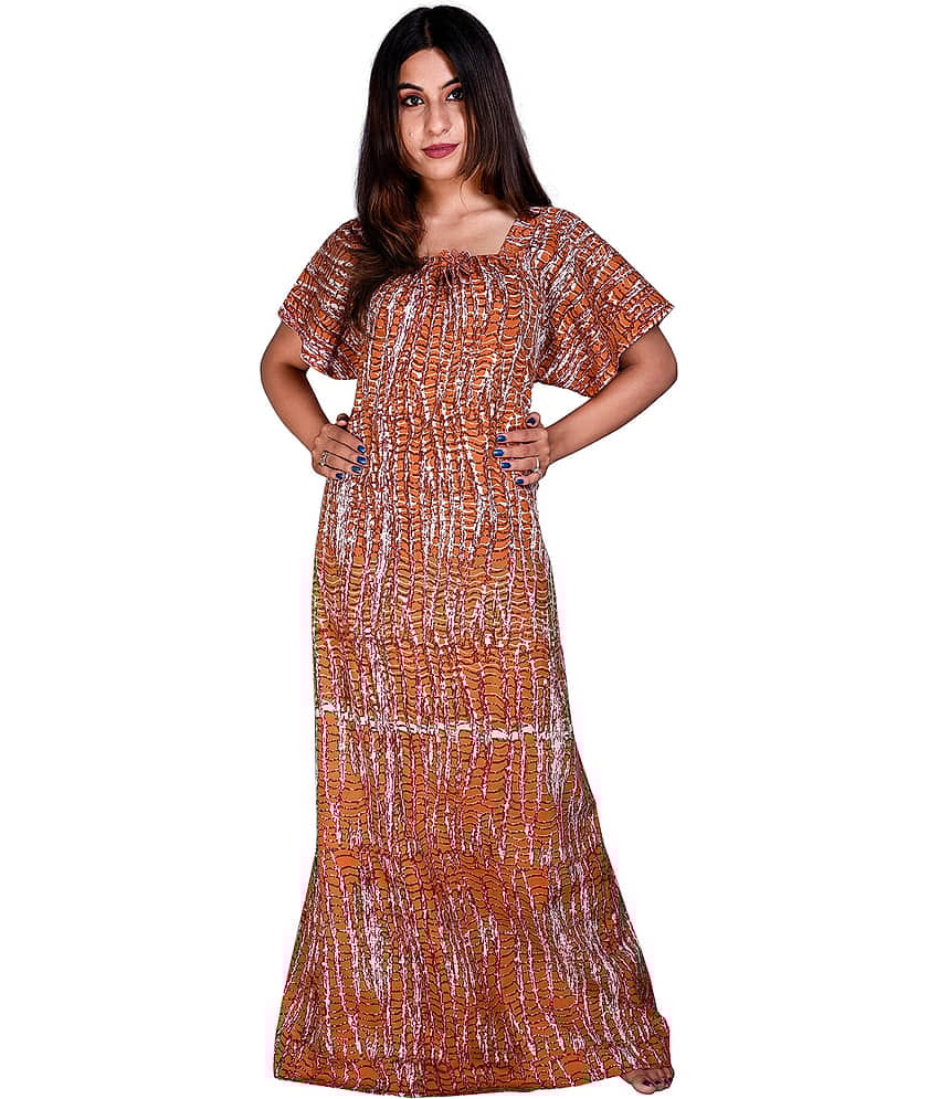 Apratim Cotton Nighty & Night Gowns - Tan Single