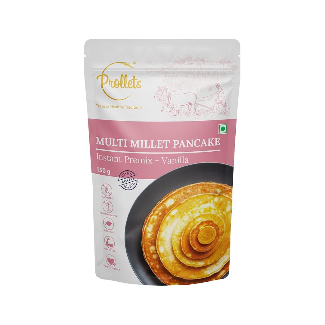 Prollets Multi Millet Pancake Mix Vanilla (150g) | Eggless Breakfast | Kids Special