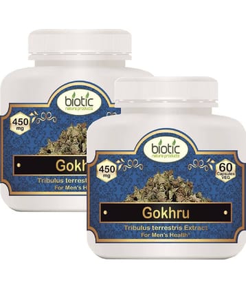 Biotic Gokhru Capsules for Men's Wellness 450 mg Veg Capsule 120 no.s Pack of 2