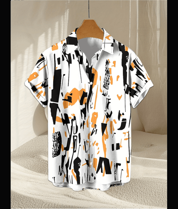 AAPSKA Rayon Flex Regular Fit Printed Half Sleeves Men's Casual Shirt - White ( Pack of 1 )