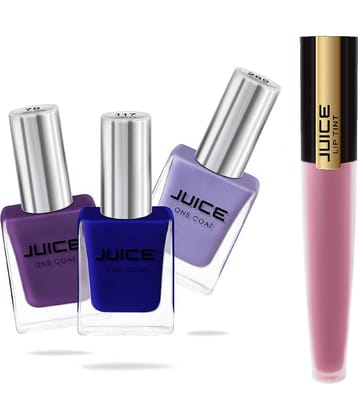 Juice PEARLY FLINT,PURPLE,BLUE,PLUMBURN Nail Polish 78,117,269,M-95 Multi Glossy Pack of 4 37 mL