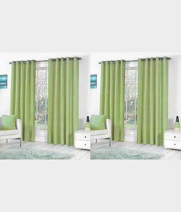 N2C Home Solid Semi-Transparent Eyelet Curtain 7 ft ( Pack of 4 ) - Green