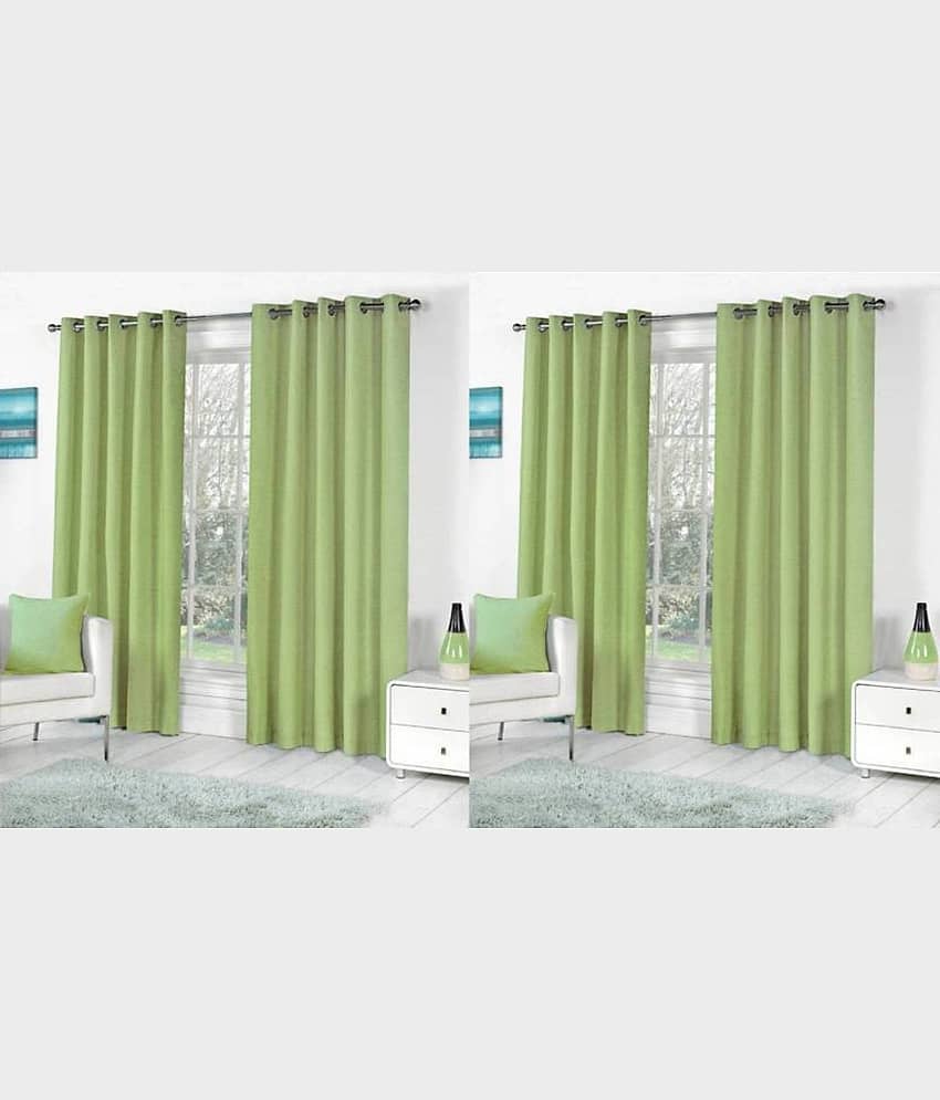 N2C Home Solid Semi-Transparent Eyelet Curtain 7 ft ( Pack of 4 ) - Green